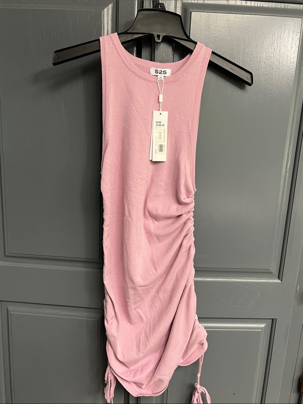 525 America Pink Sleeveless Ruched Midi Dress